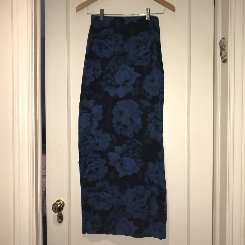 ASOS black and blue floral maxi skirt